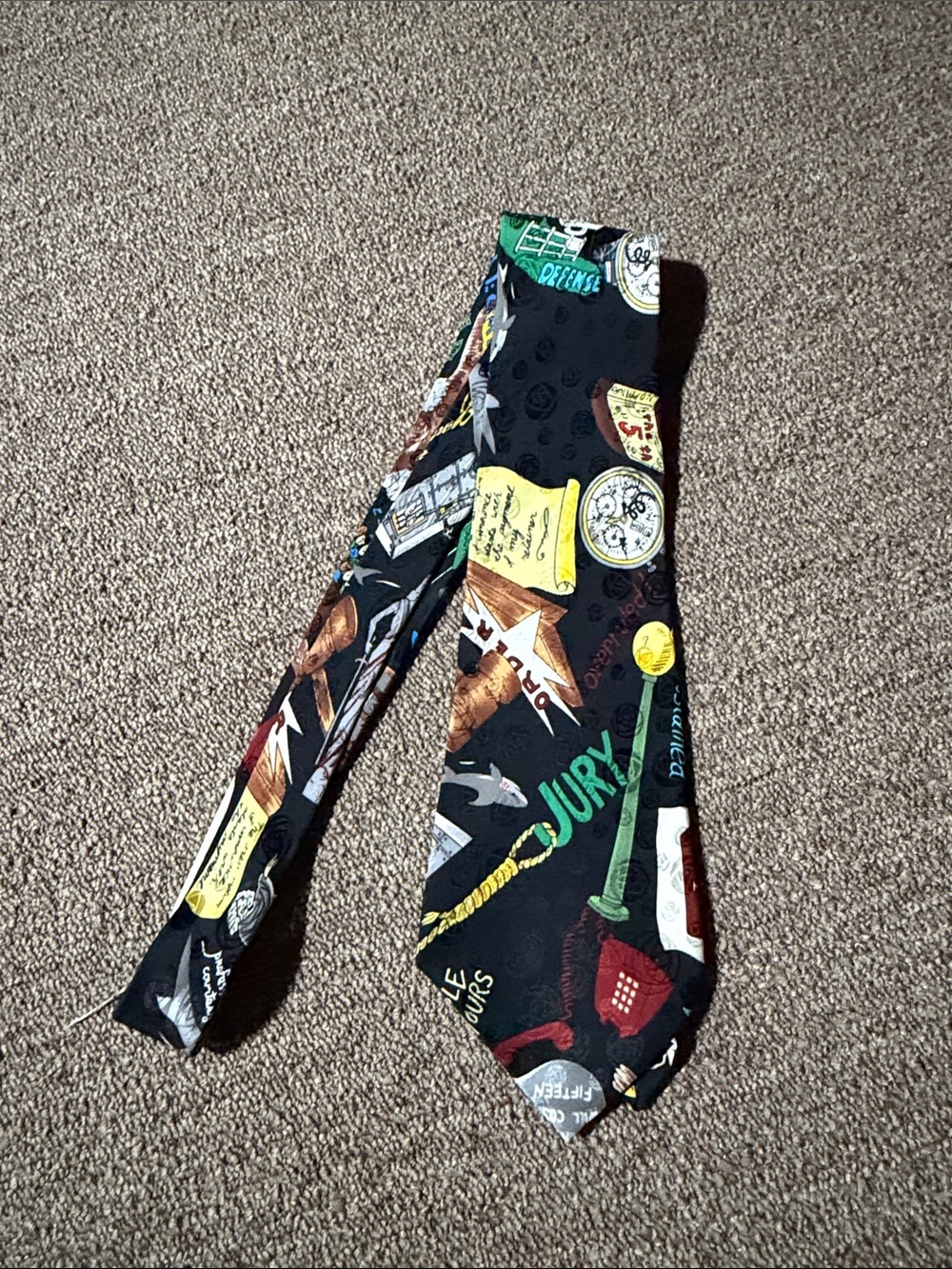 Nicole Miller Black Novelty Tie with Multicolor Icon Accents